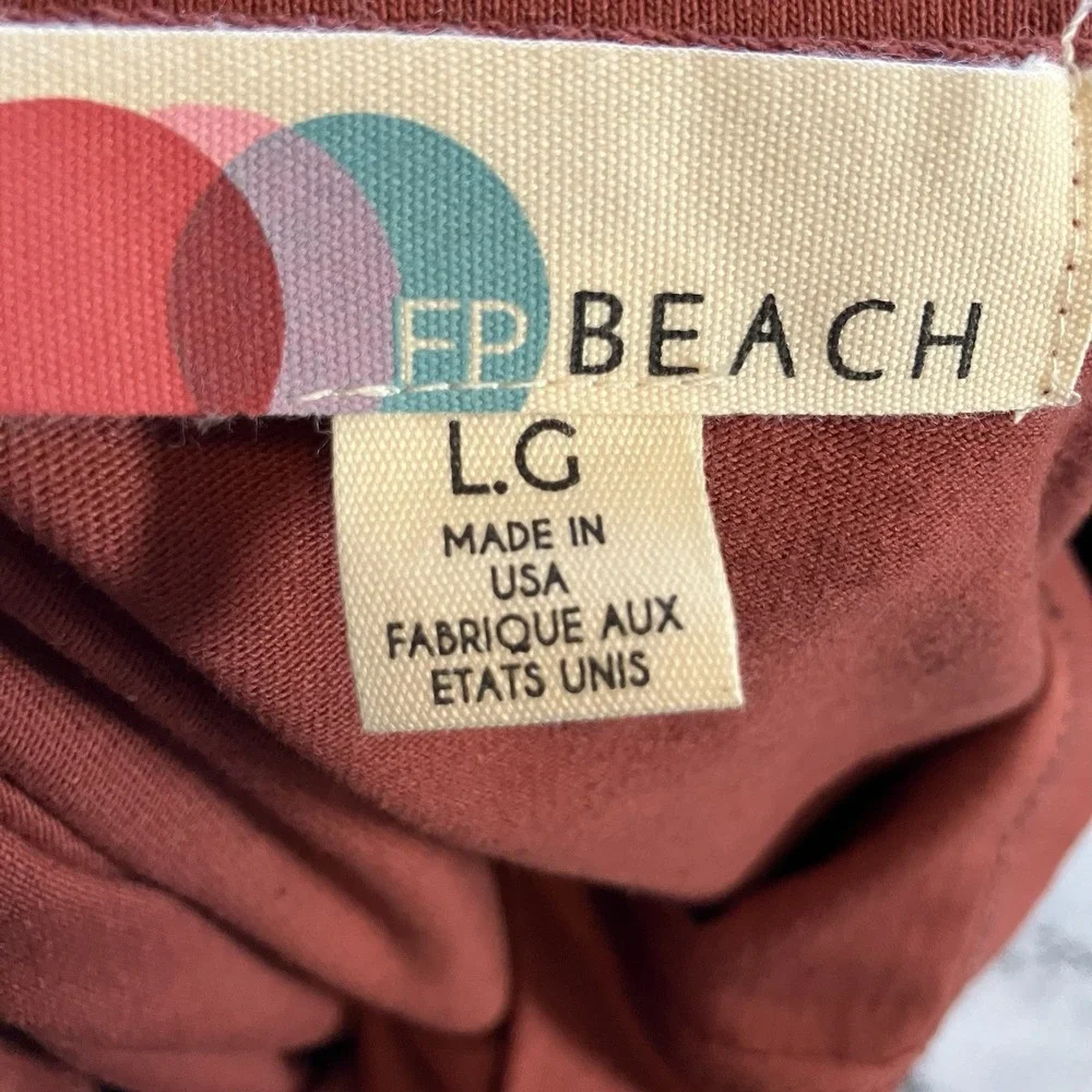 Free People Beach Shirt Womens Size Large Burgundy Cotton‎ Relaxed Tunic Top